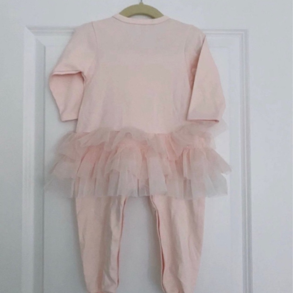 Biscotti boutique pink Baby girls tulle swan onepiece Romper outfit 6 9 months - Picture 2 of 4